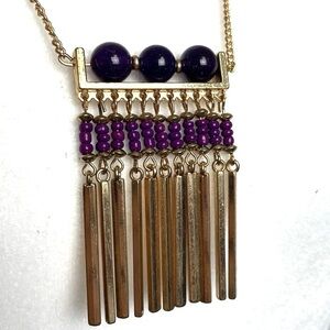 Bohemian Style Tassel Stone Necklace 24” Chain